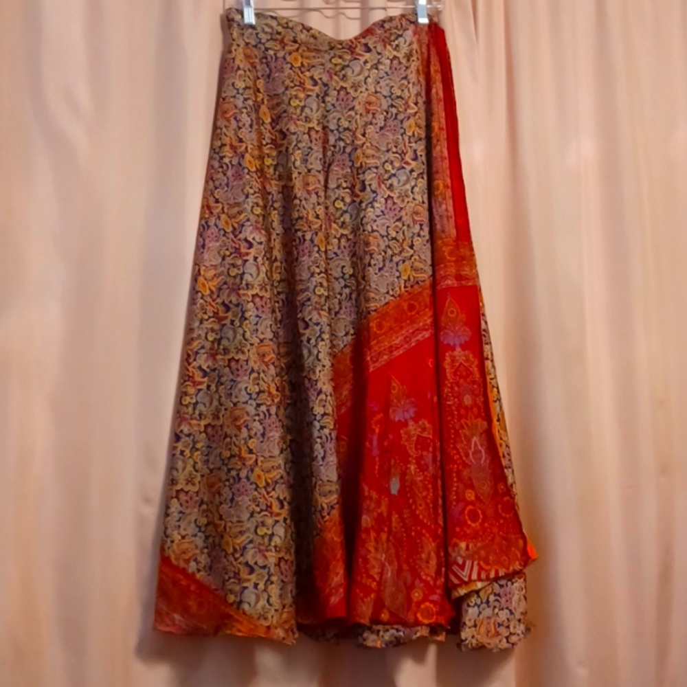 Reversible boho wrap skirt